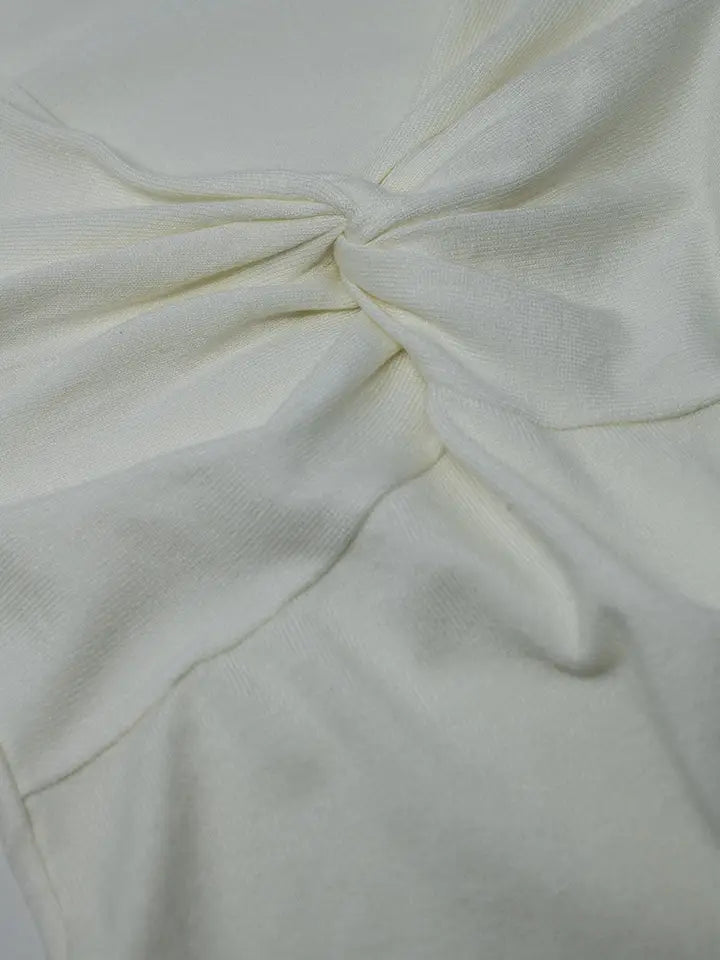 White Long Sleeve Shirt with Knot Detail and V-Neck-Shirt-Q2-S-White-Urbanheer