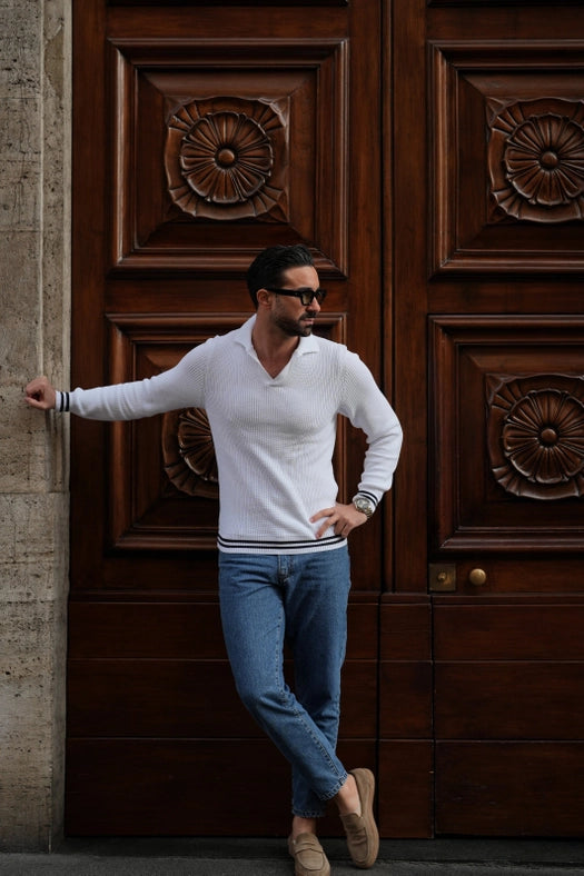 White Milão Knit Polo-Polo Shirt-DONATO-S-Urbanheer