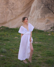 White Multi Style Dress-Dress-Moa-Waist: 29"inches - (74 cm) Skirt: 36"inches - (91 cm) Length: 74.5" inches - (190 cm)-White-Urbanheer