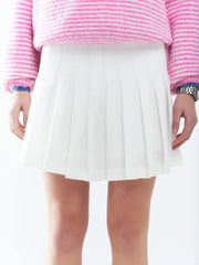 White Pleated Mini Skirt-Skirt-Q2-M-White-Urbanheer