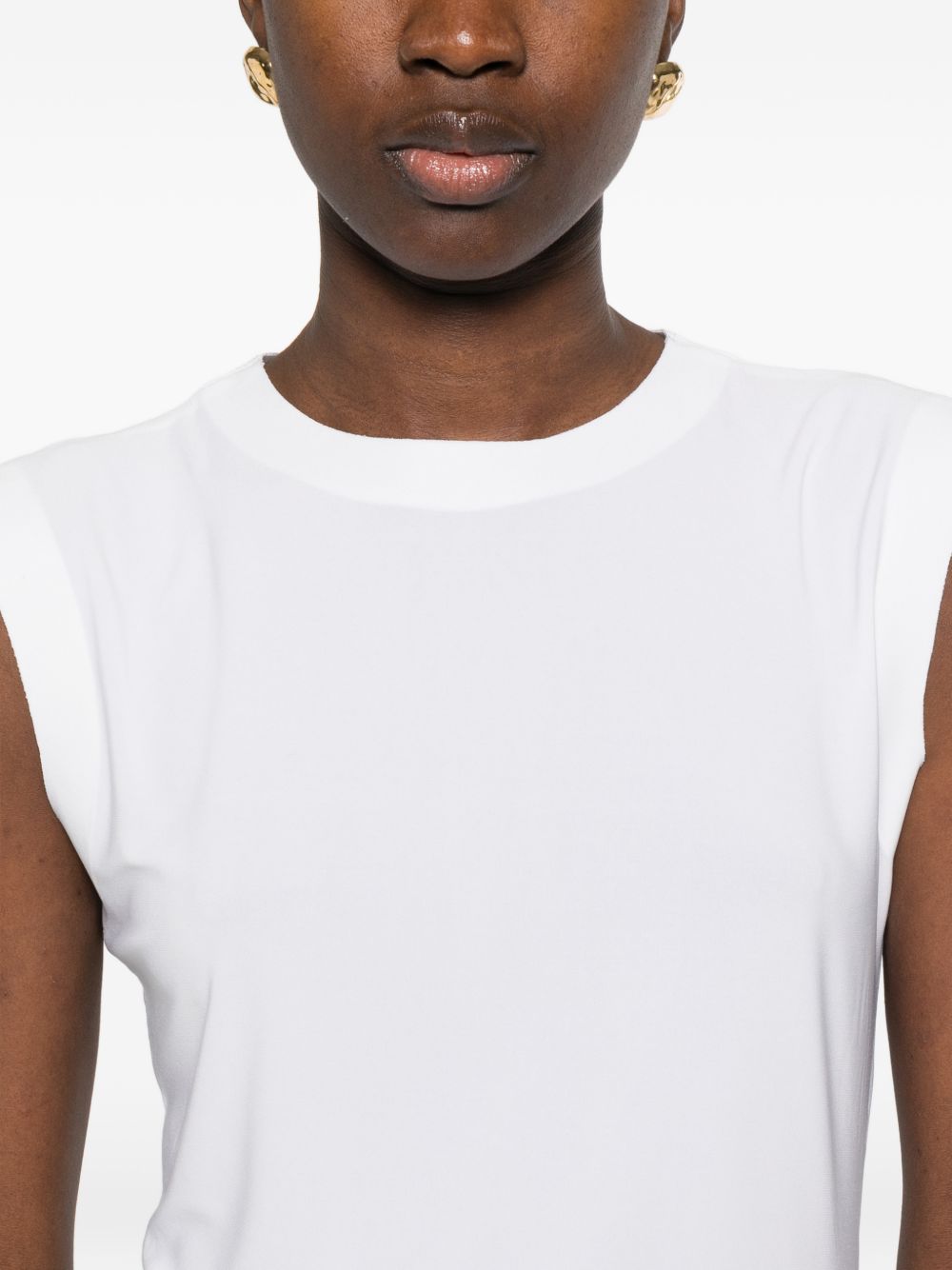 White Sleeveless Round Neck Summer Top for Comfort