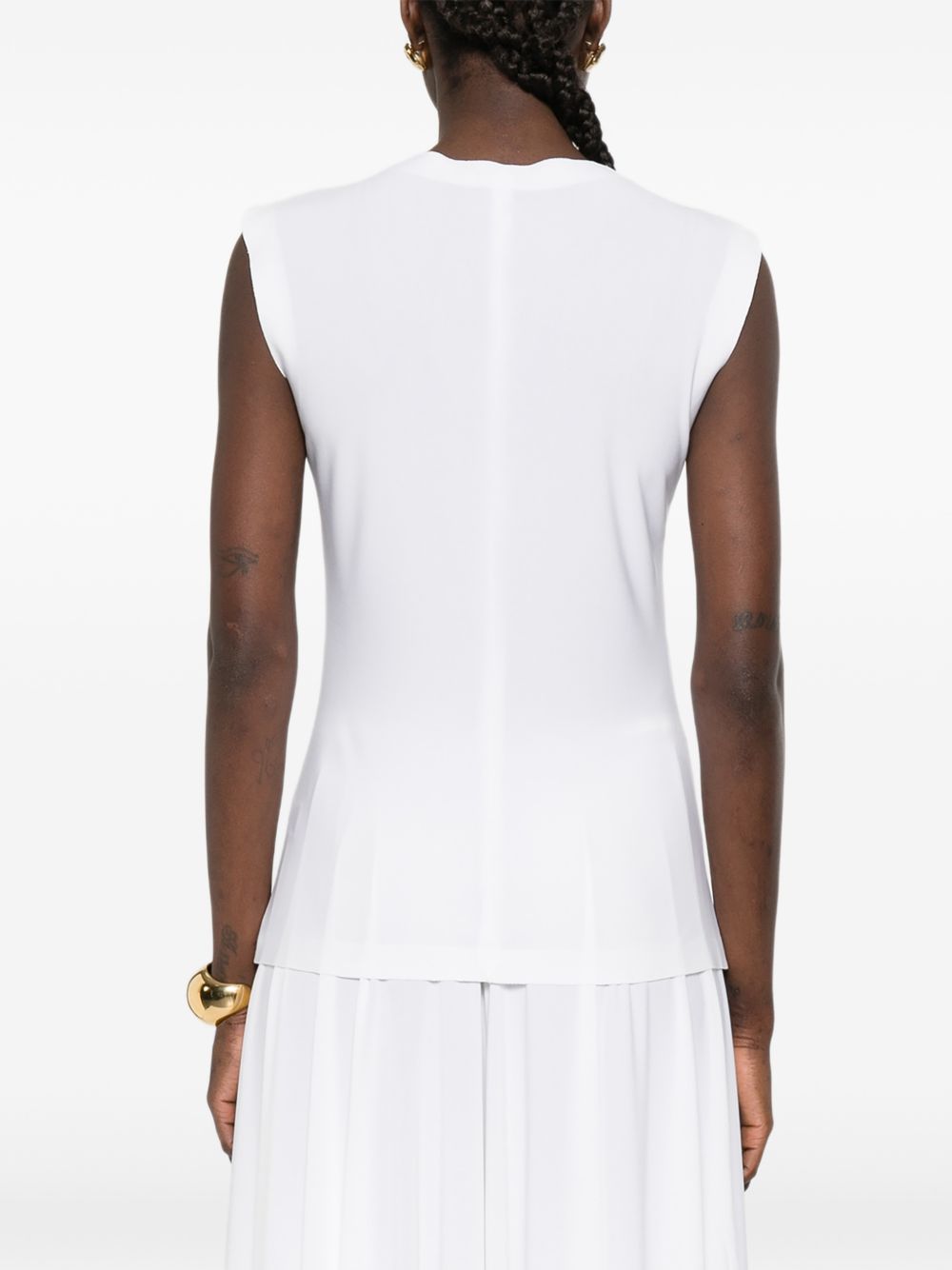 White Sleeveless Round Neck Summer Top for Comfort