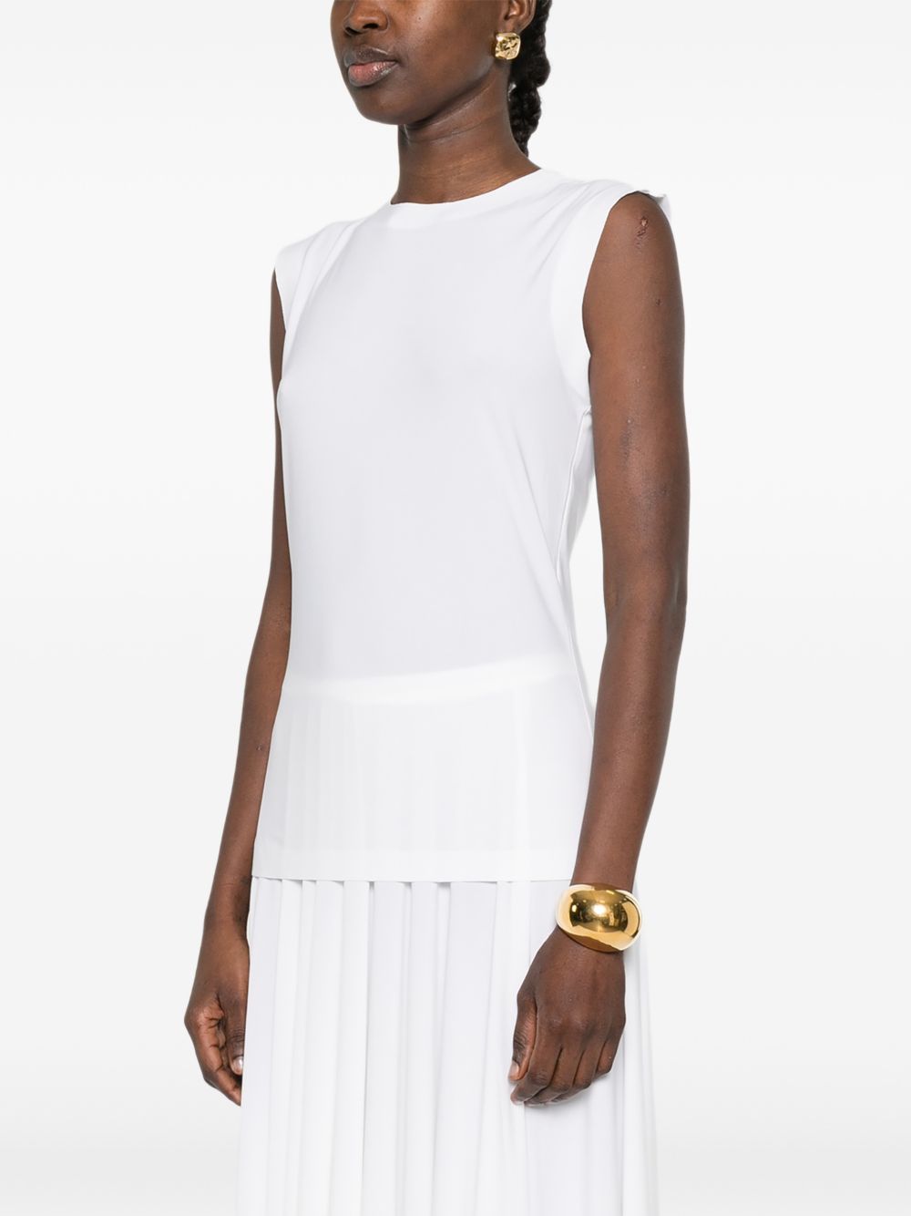 White Sleeveless Round Neck Summer Top for Comfort