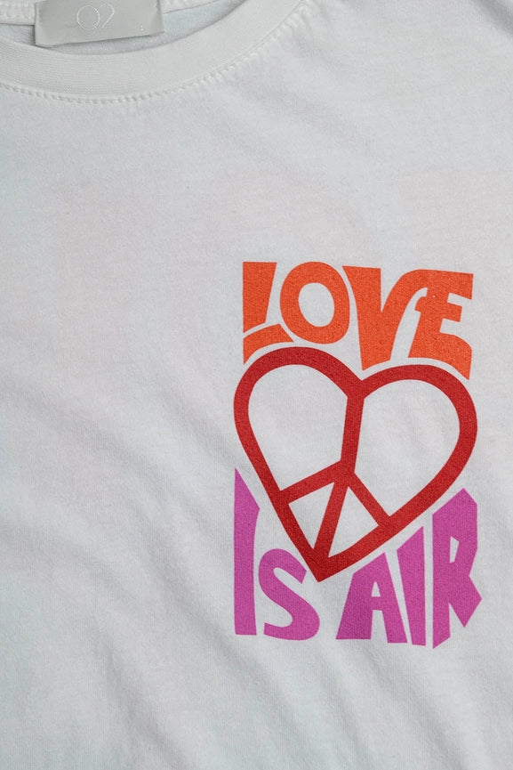 White T-Shirt with Love Is Air and Heart with Peace Logo-T-Shirt-Q2-ONE-WHITE-Urbanheer
