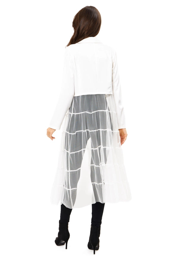 White Vegan Silk with Mesh Duster-Jacket-Adore-L-Urbanheer