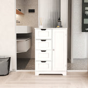 White freestanding floor storage cabinet with adjustable shelves, 4 drawers and 1 door-UH Decor-Default-Urbanheer