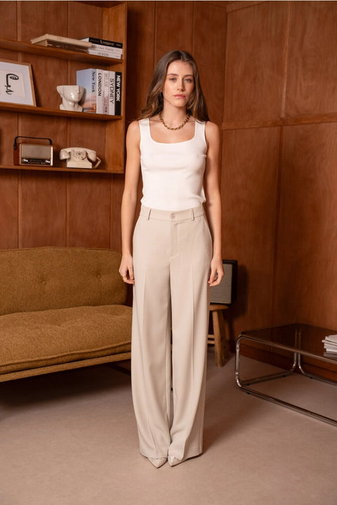 Wide-Cut Tailored Trousers