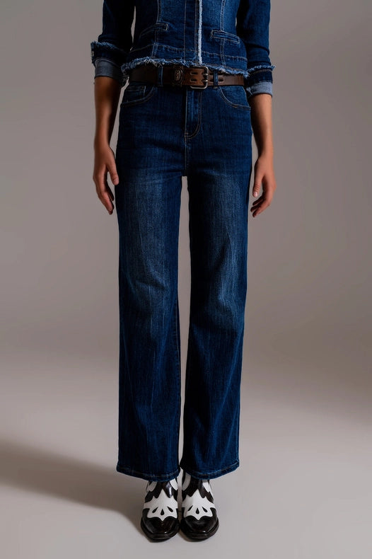 Wide Leg 70`S Jeans In Mid Wash Blue-Jeans-Q2-XS-Blue-Urbanheer
