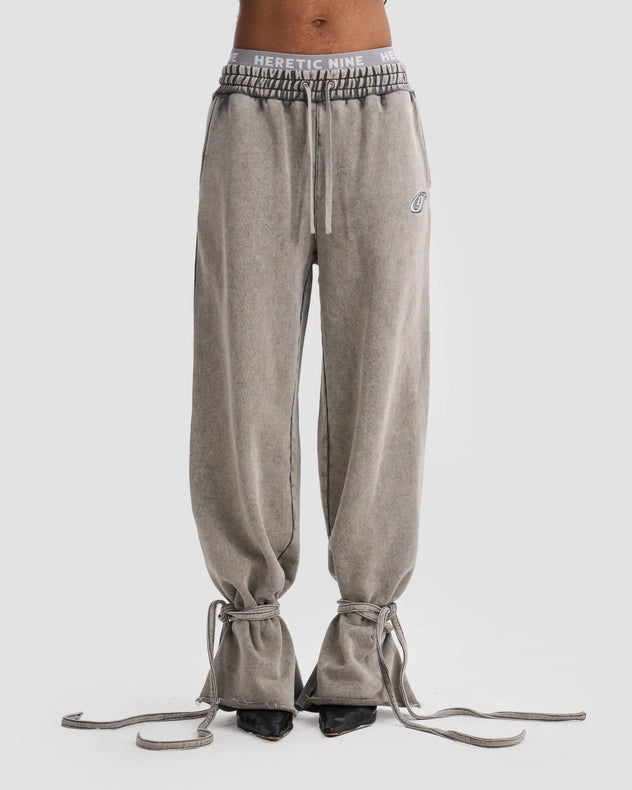 Wide Leg Adjustable Joggers In Stone Washed Grey-Pants-Heretic Nine-L-Urbanheer