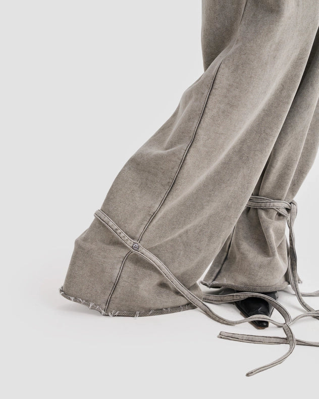 Wide Leg Adjustable Joggers In Stone Washed Grey-Pants-Heretic Nine-L-Urbanheer