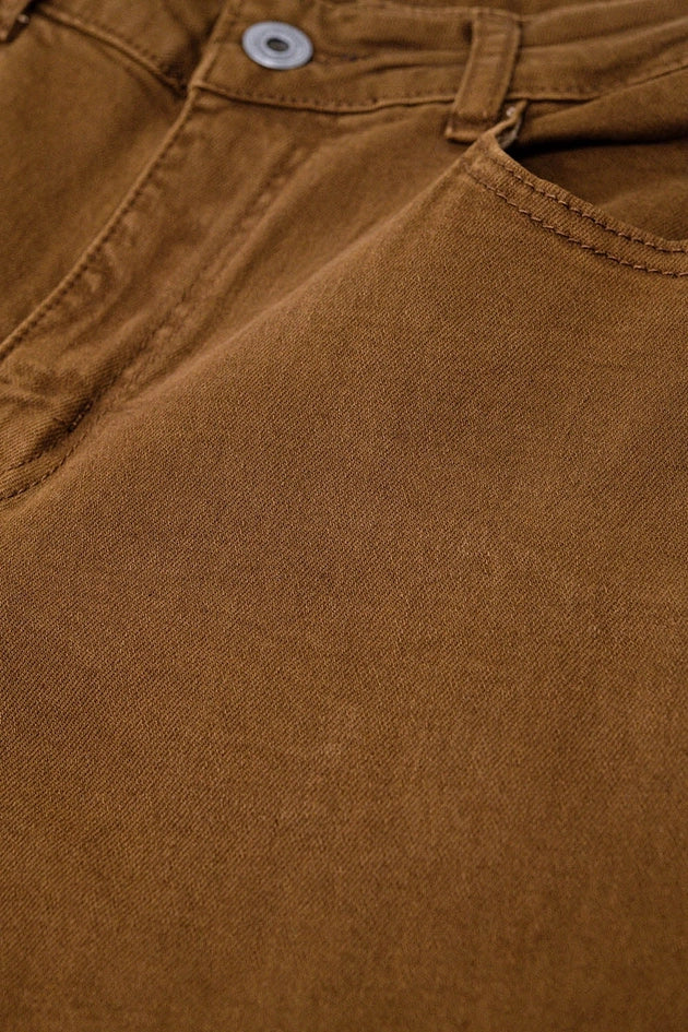 Wide Leg Camel Pants with Leopard Print At the Bottom-Pants-Q2-XS-Brown-Urbanheer