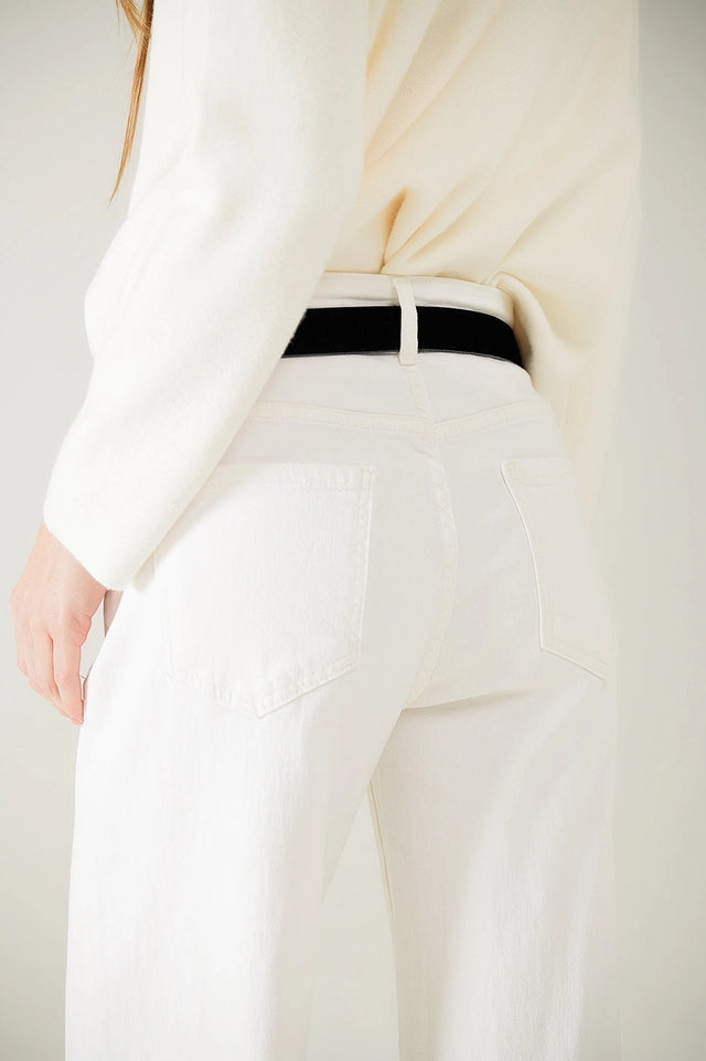 Wide Leg Cream Pants with Leopard Print At the Bottom-Pants-Q2-XS-White-Urbanheer