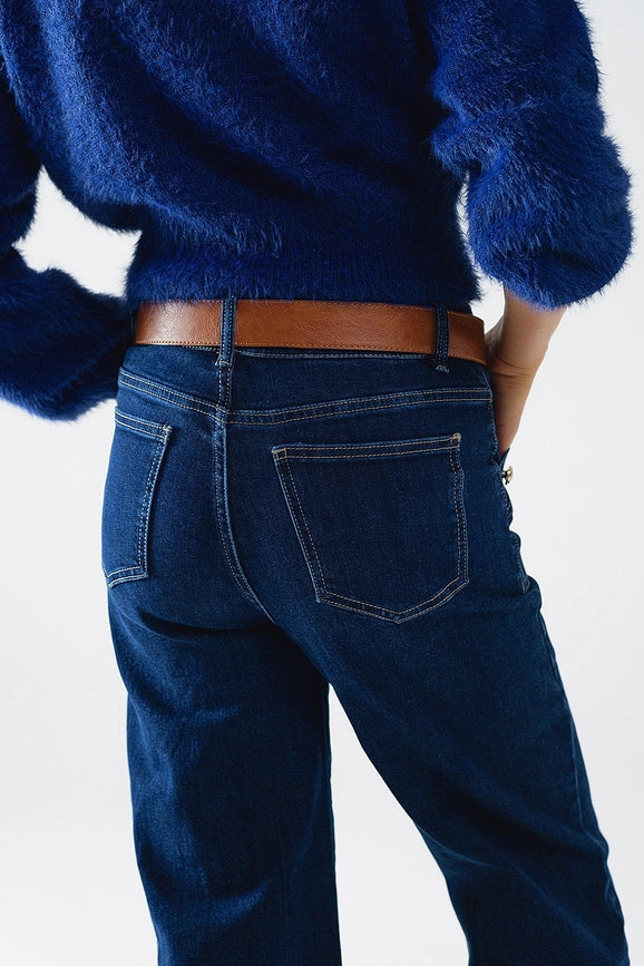 Wide Leg Jeans with 3 Button Detail-Jeans-Q2-XS-Blue-Urbanheer