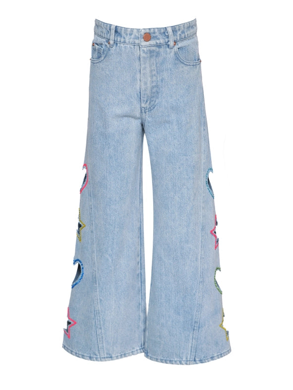 Wide Leg Jeans with Cutout Shapes-Jeans-Hannah Banana-4-STONEWASH-Urbanheer