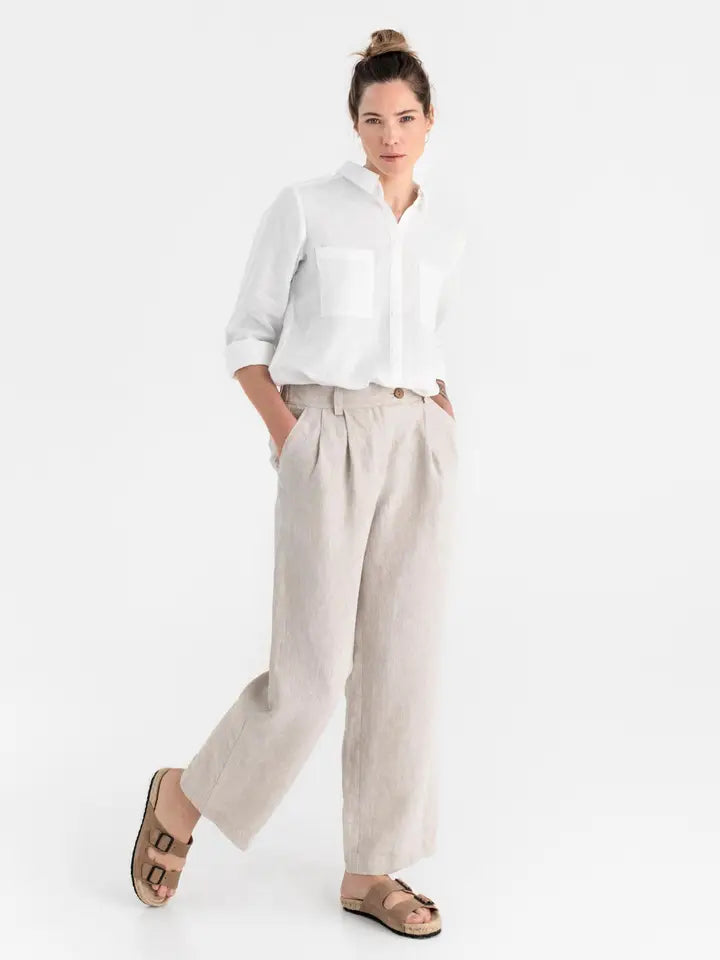 Wide Leg Linen Pants Rome in Natural Melange-Pants-MagicLinen-XS-Natural Melange-Urbanheer