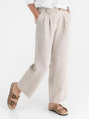 Wide Leg Linen Pants Rome in Natural Melange-Pants-MagicLinen-XS-Natural Melange-Urbanheer