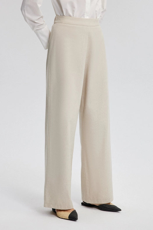 Wide Leg Linen Trousers-Trousers-Touché-36-Cream-Urbanheer