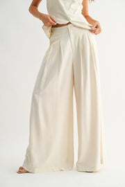 Wide-Leg Pleated Trousers