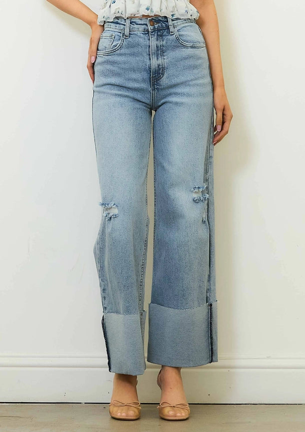 Wide Leg - Rigid with Comfort Stretch-Jeans-Vibrant M.i.U-1-Medium Stone-Urbanheer