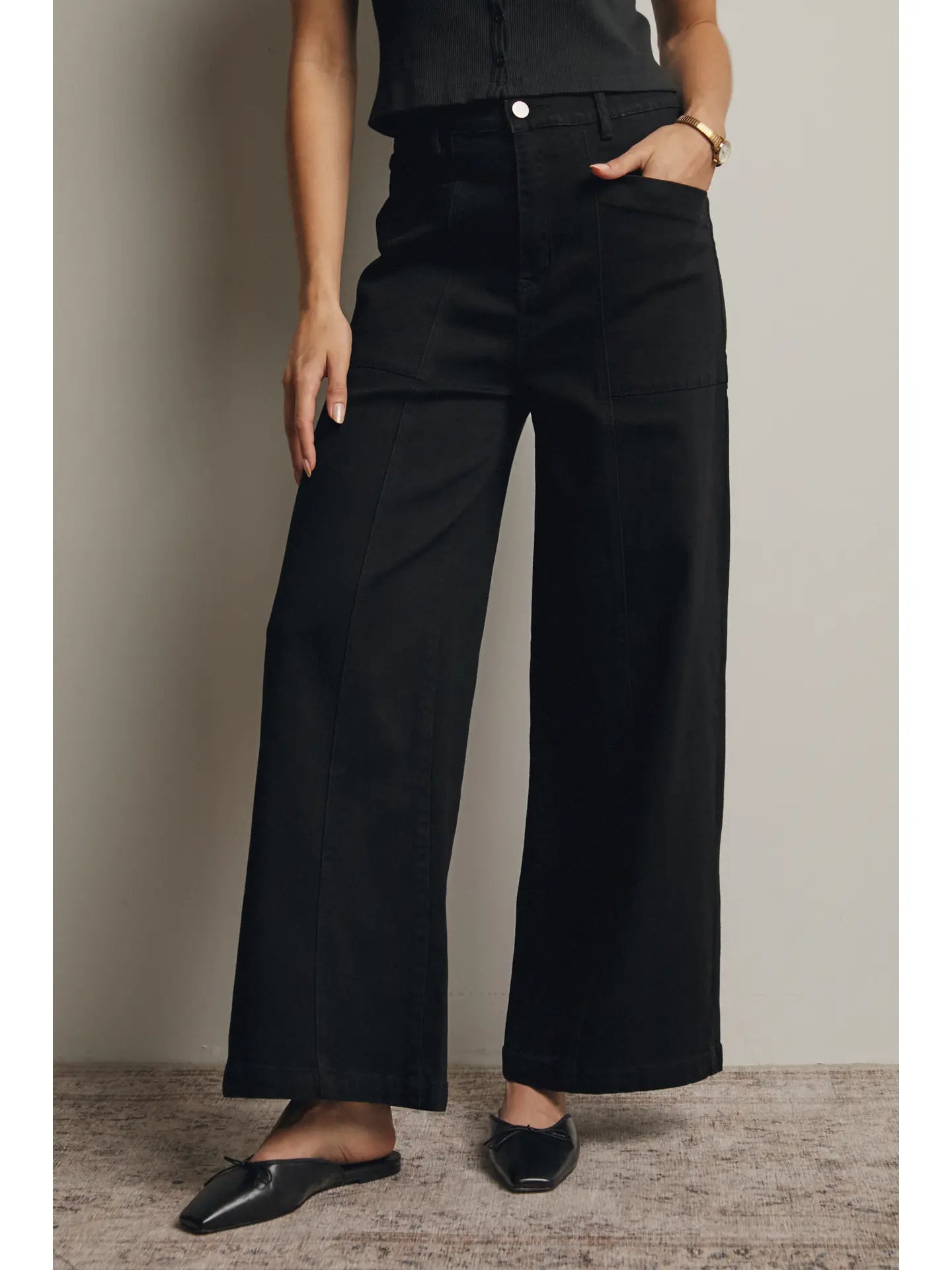 Wide-Leg Stretch Denim Jeans