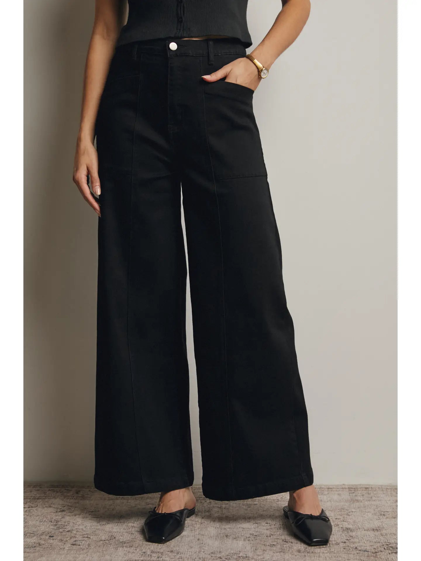 Wide-Leg Stretch Denim Jeans