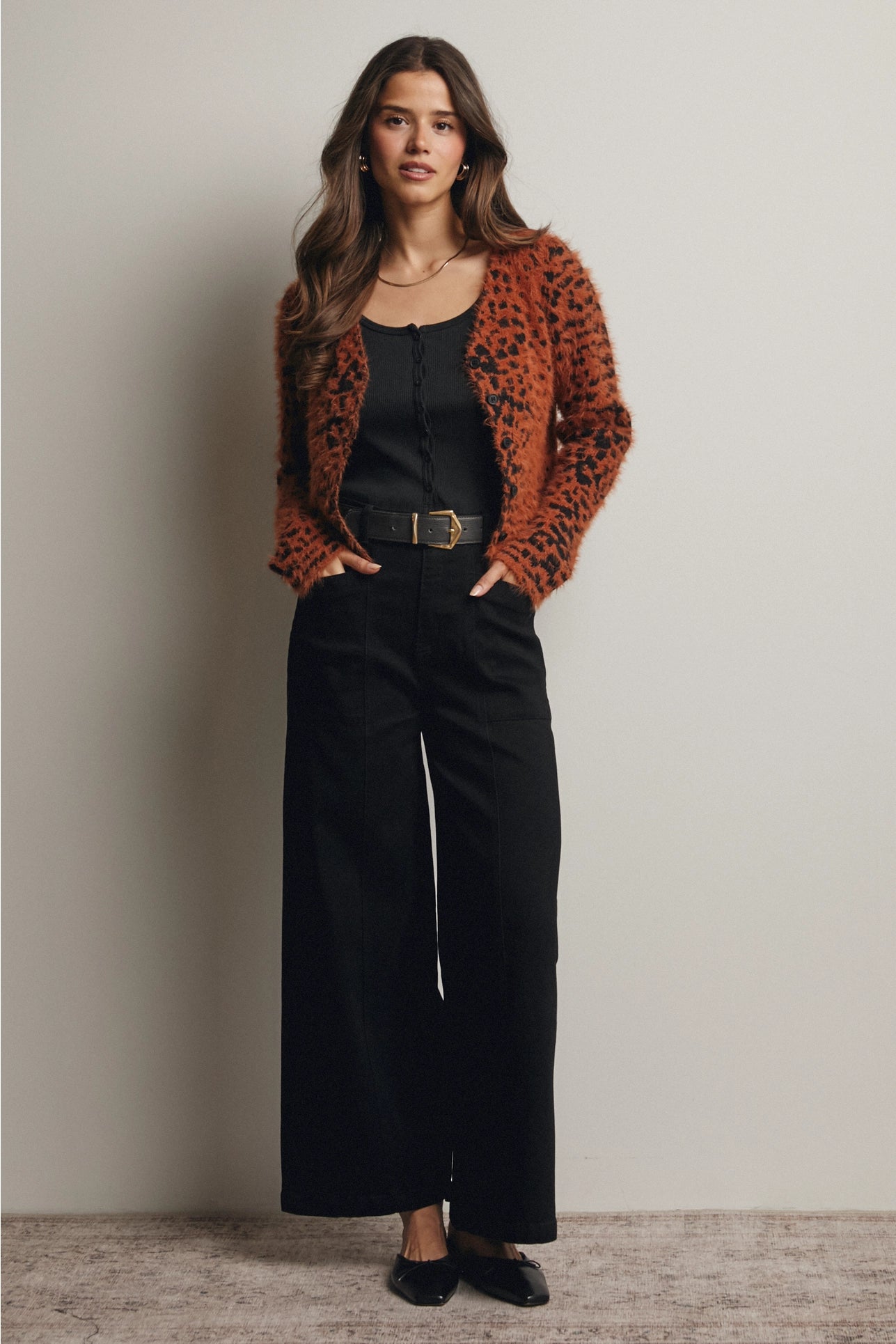 Wide-Leg Stretch Denim Jeans