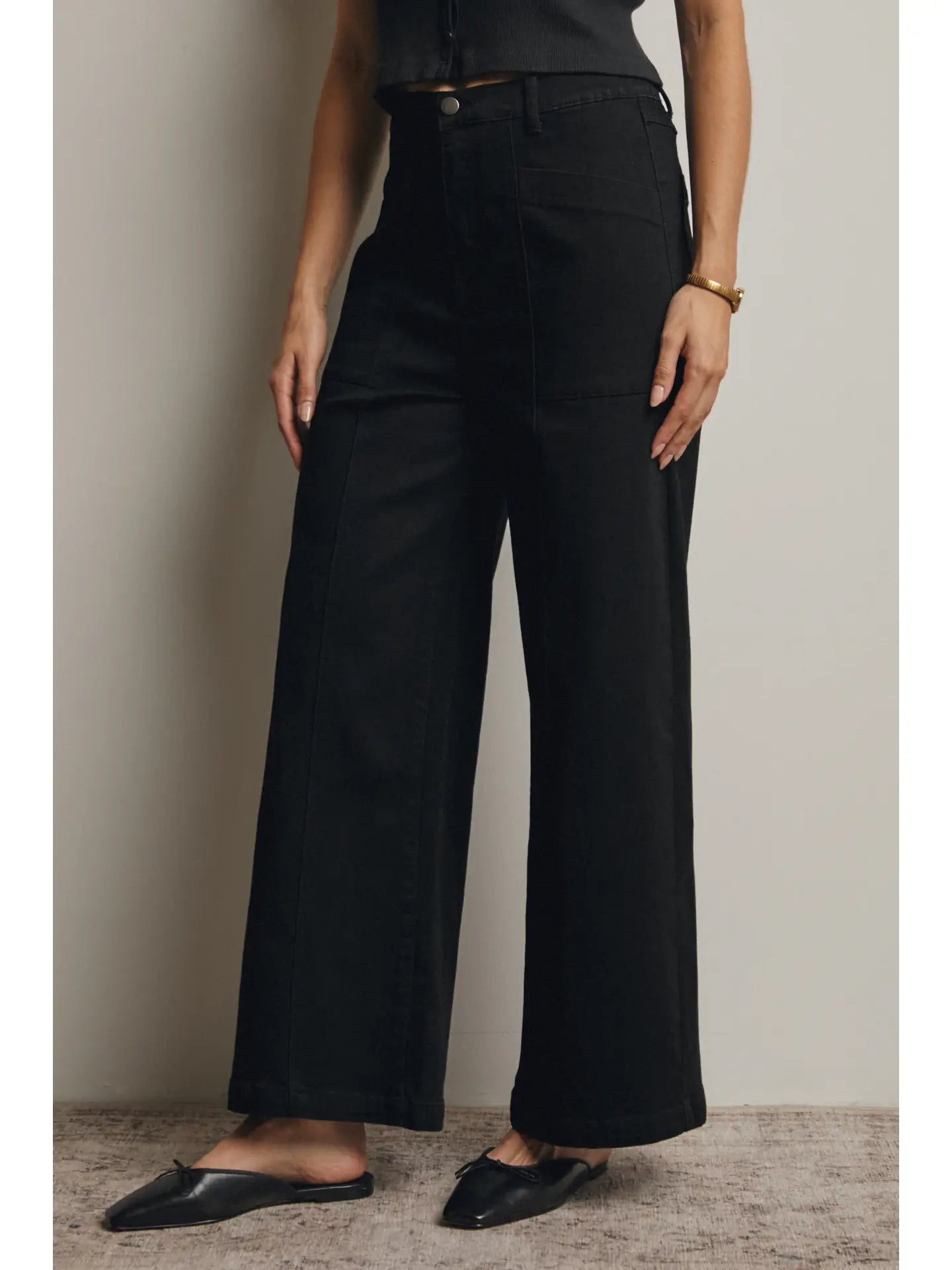 Wide-Leg Stretch Denim Jeans