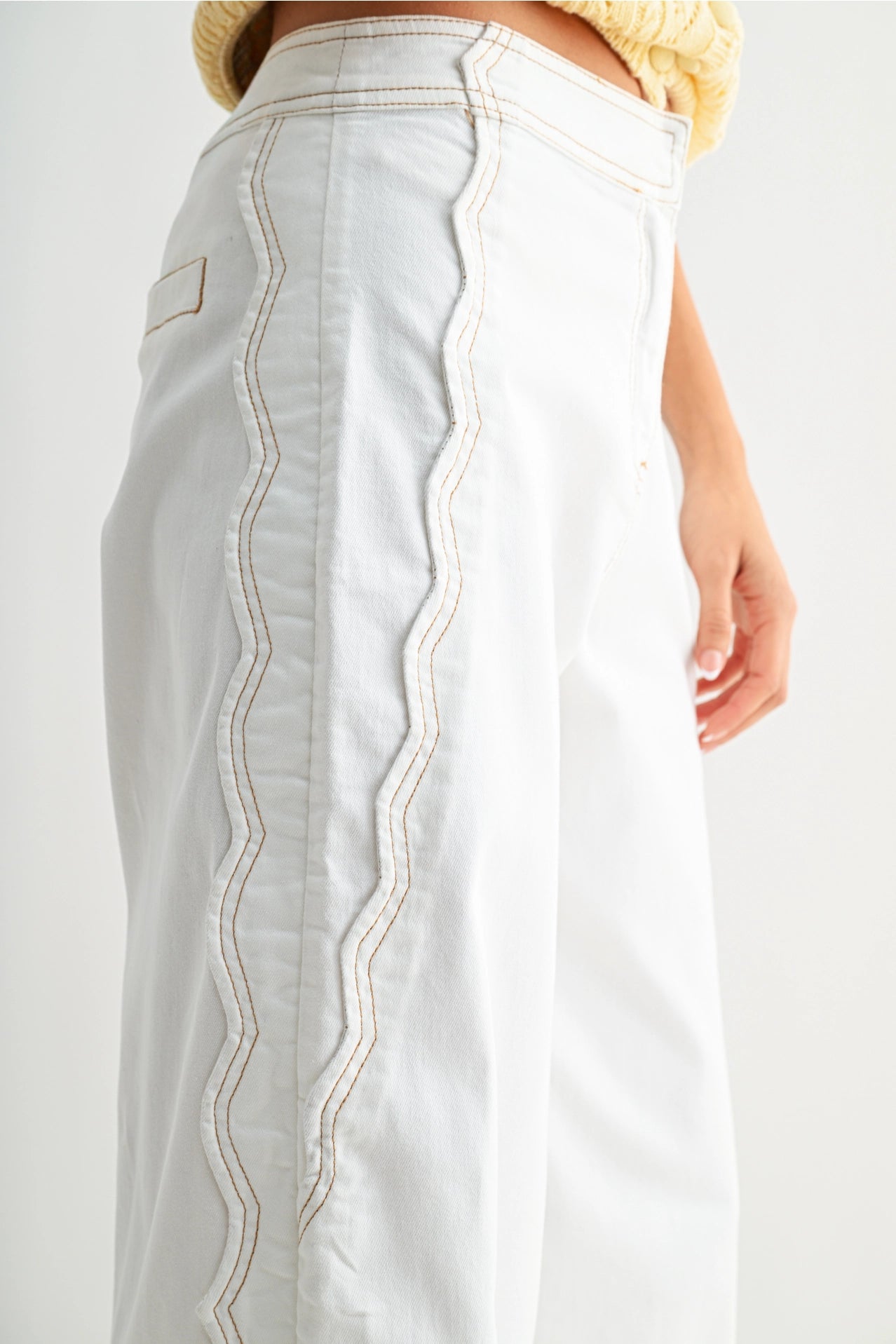 Wide-Leg Stretchy Denim Trousers