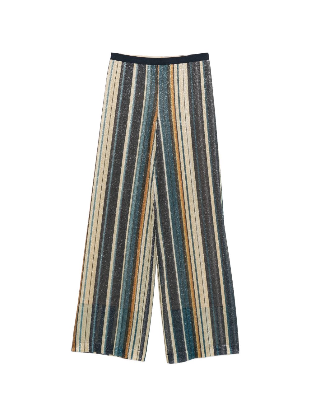 Wide-Leg Striped Elastic Waist Trousers for Breathable Comfort