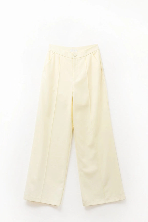 Wide Leg Tailored Pants in Yellow-Pants-Q2-XS-YELLOW-Urbanheer