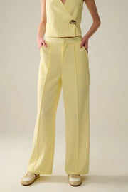 Wide Leg Tailored Pants in Yellow-Pants-Q2-XS-YELLOW-Urbanheer