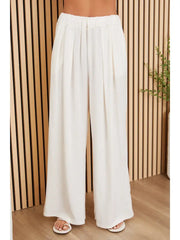 Wide Leg Tencel Pants W/Pockets-Pants-MILIO MILANO-XS-BUTTER-Urbanheer