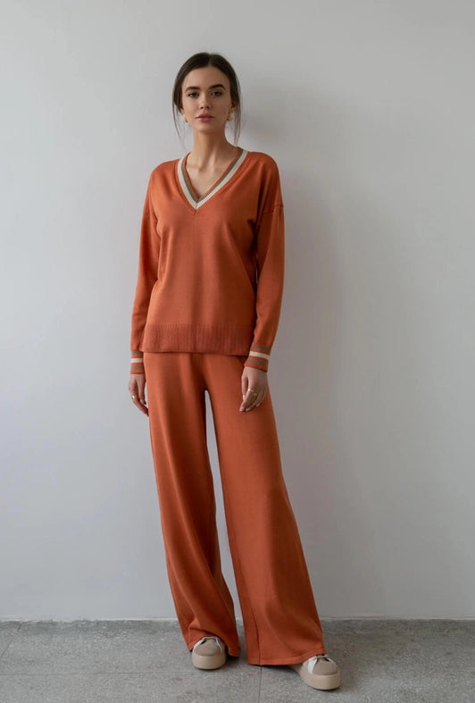 Wide Leg Trousers-Trousers-Nenya Fashion Limited-XS/S-Terracotta-Urbanheer