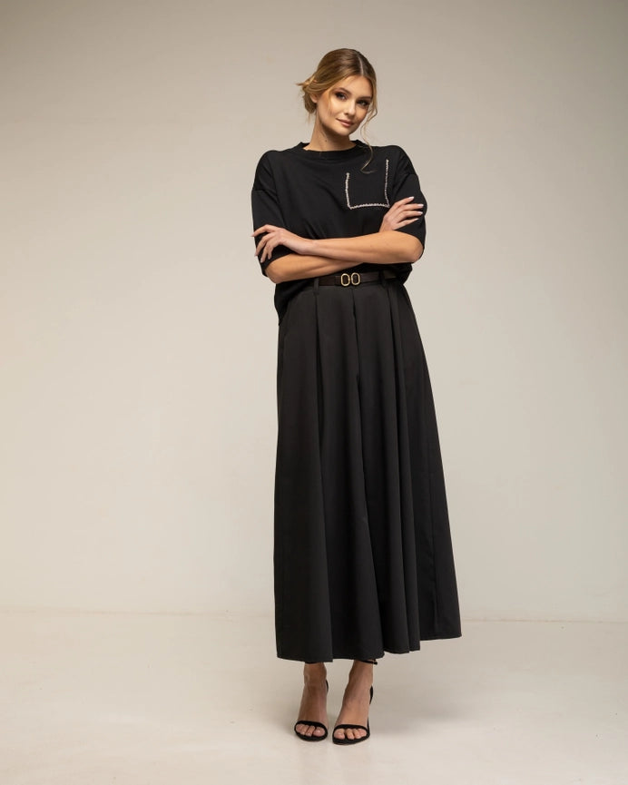 Wide Trousers with Side Pockets and Waistband BLACK-Trousers-Tantra-YOUR-BLACK-Urbanheer