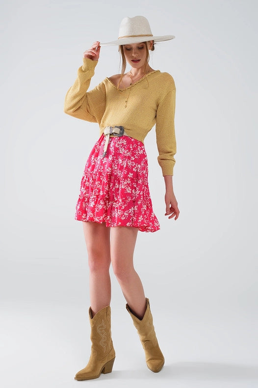 Wide V-Neck Light Sweater with Braided Detail in Gold-Sweater-Q2-One Size-Brown-Urbanheer