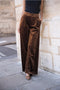 Wide Velvet Flowing Trousers with Double-Button Fastening