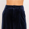 Wide Velvet Flowing Trousers with Double-Button Fastening