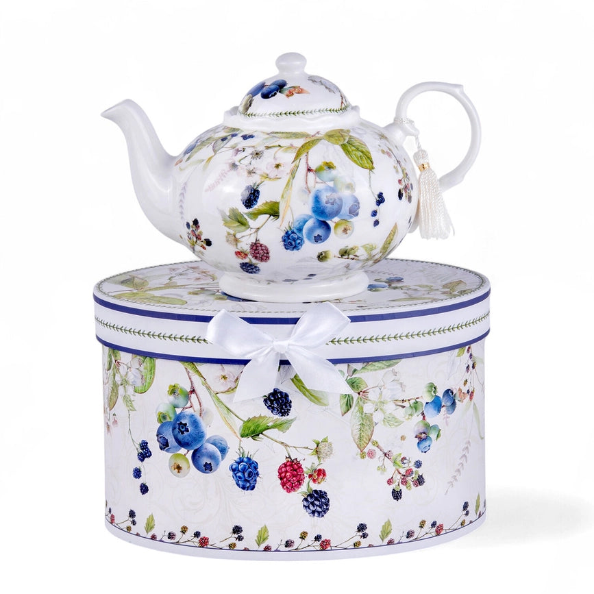 Wild Berries Bone China Teapot in Gift Box-Teapot-STP-8.66 х 5.8 х 5.6" (22 х 14.8 х 14.2 cm)-Urbanheer