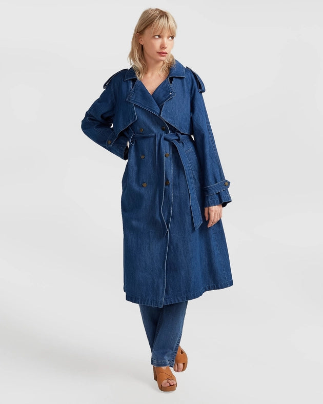 Wild Skies Denim Trench-Trench-Belle & Bloom-XS-Urbanheer