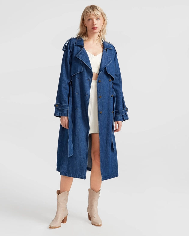 Wild Skies Denim Trench-Trench-Belle & Bloom-XS-Urbanheer