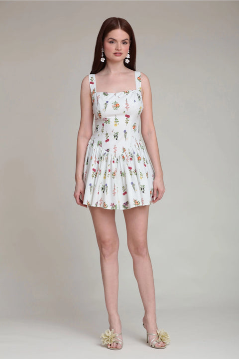Wildflower Print Stretch Cotton Romper Dress