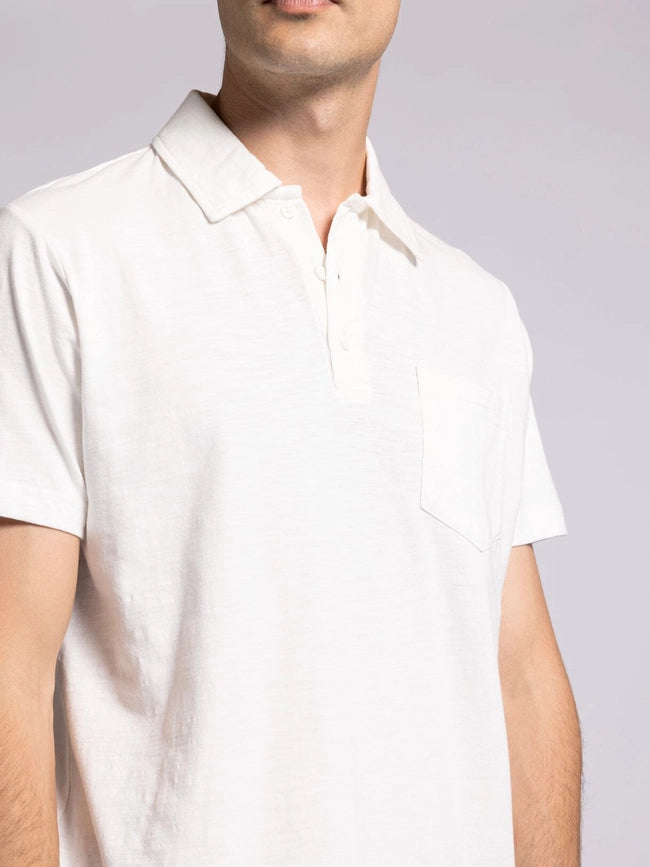 William Top - Cotton Henley Tee with Collar BRIGHT WHITE-T-Shirts-Thread & Supply (Mens)-S-BRIGHT WHITE-Urbanheer