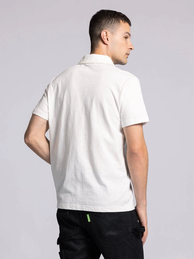 William Top - Cotton Henley Tee with Collar BRIGHT WHITE-T-Shirts-Thread & Supply (Mens)-S-BRIGHT WHITE-Urbanheer