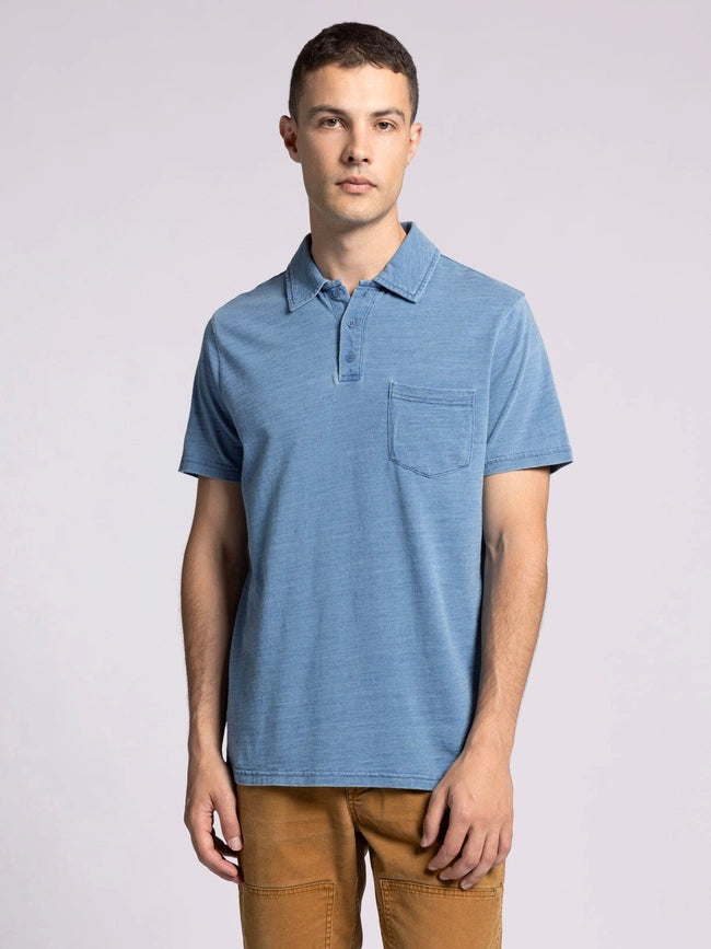 William Top - Cotton Henley Tee with Collar DENIM-T-Shirts-Thread & Supply (Mens)-S-DENIM-Urbanheer