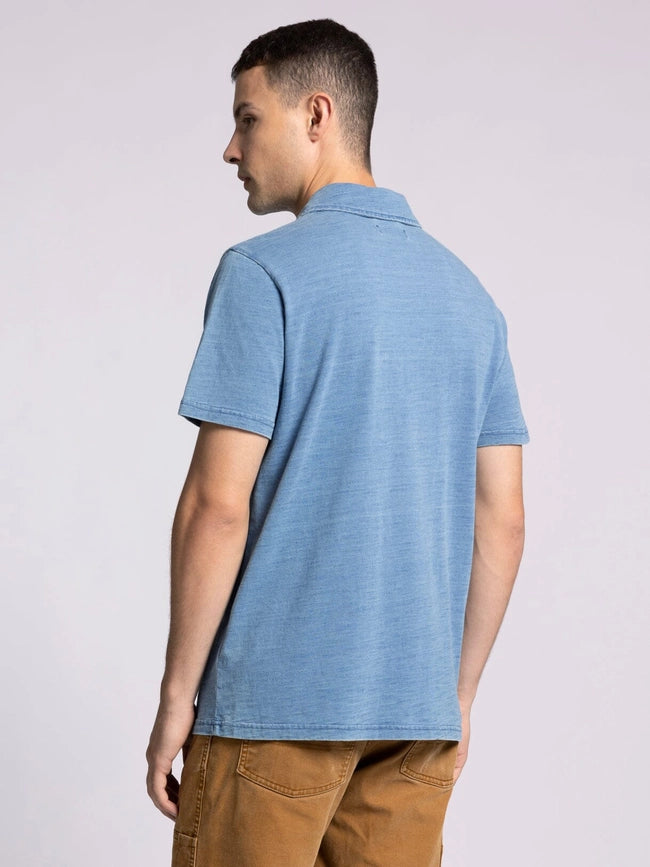 William Top - Cotton Henley Tee with Collar DENIM-T-Shirts-Thread & Supply (Mens)-S-DENIM-Urbanheer