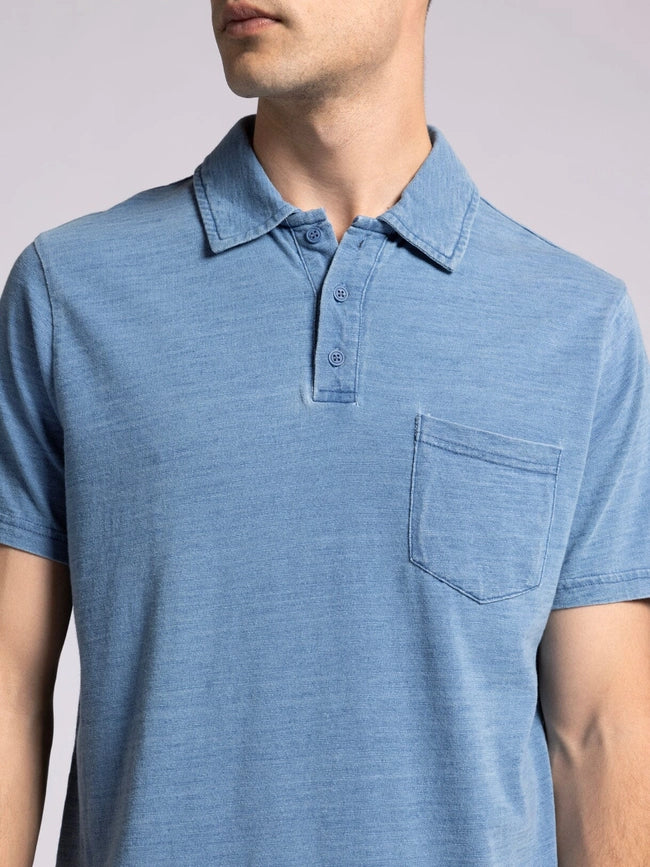 William Top - Cotton Henley Tee with Collar DENIM-T-Shirts-Thread & Supply (Mens)-S-DENIM-Urbanheer