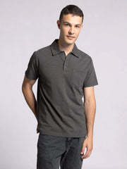 William Top - Cotton Henley Tee with Collar SLATE BLACK-T-Shirts-Thread & Supply (Mens)-S-SLATE BLACK-Urbanheer
