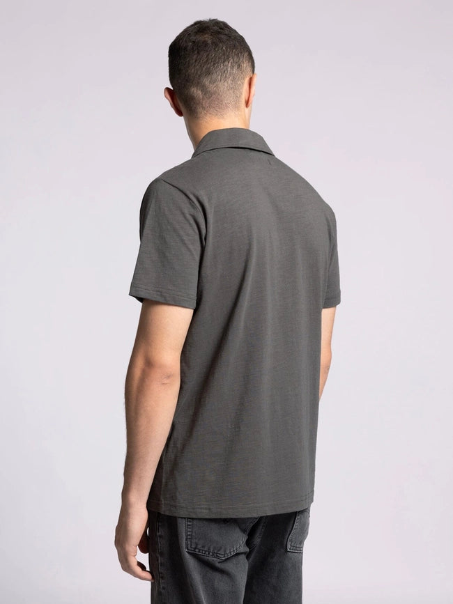 William Top - Cotton Henley Tee with Collar SLATE BLACK-T-Shirts-Thread & Supply (Mens)-S-SLATE BLACK-Urbanheer