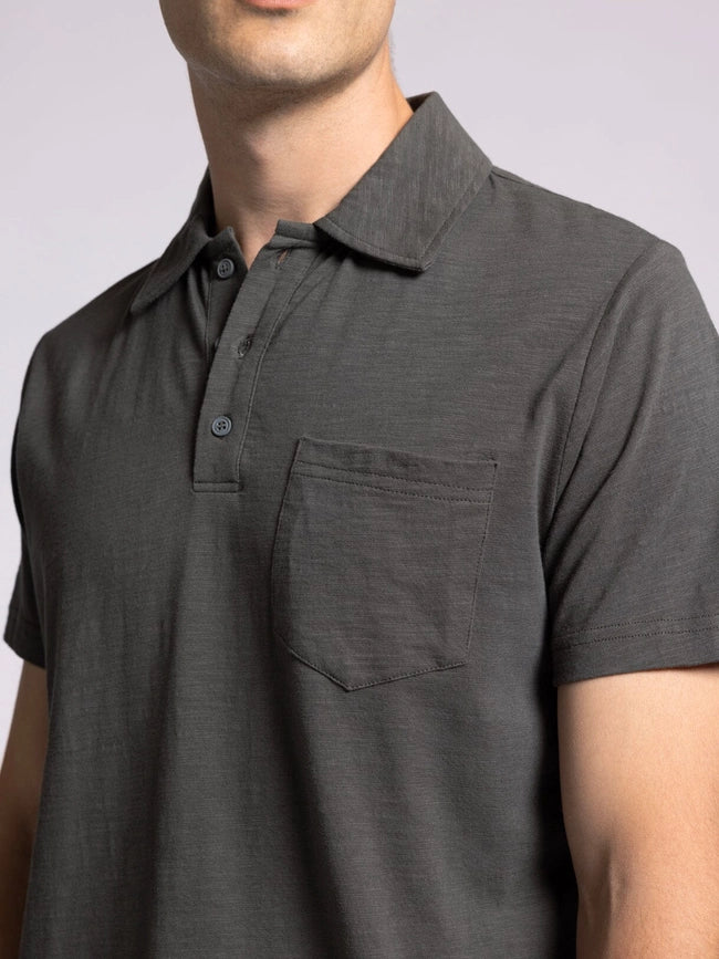 William Top - Cotton Henley Tee with Collar SLATE BLACK-T-Shirts-Thread & Supply (Mens)-S-SLATE BLACK-Urbanheer