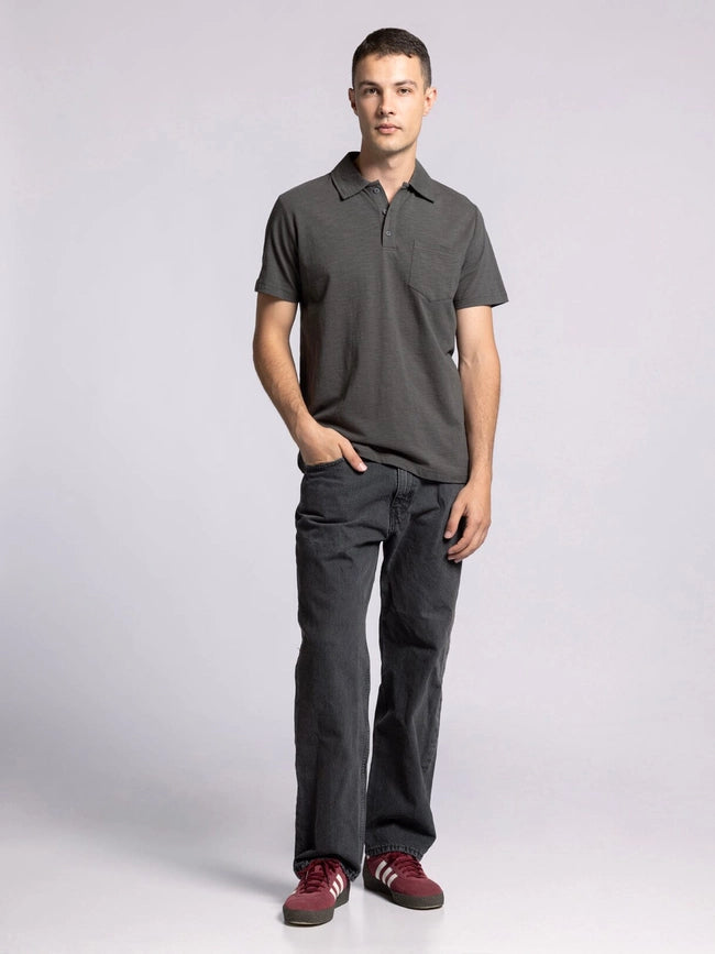 William Top - Cotton Henley Tee with Collar SLATE BLACK-T-Shirts-Thread & Supply (Mens)-S-SLATE BLACK-Urbanheer